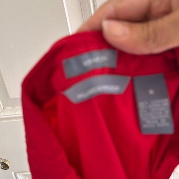 Hillard & Hanson Womens Stretch Red Sleeveless Button-Up Shirt - Size M - Picture 7 of 8